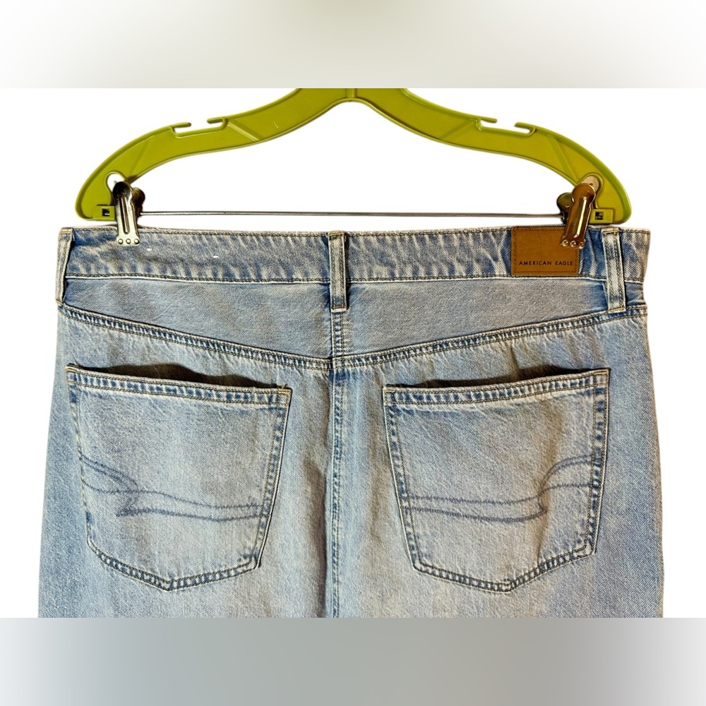 American Eagle AE Dreamy Drape Low Rise Denim Maxi Skirt Front Slit Womens 12 - Picture 7 of 9